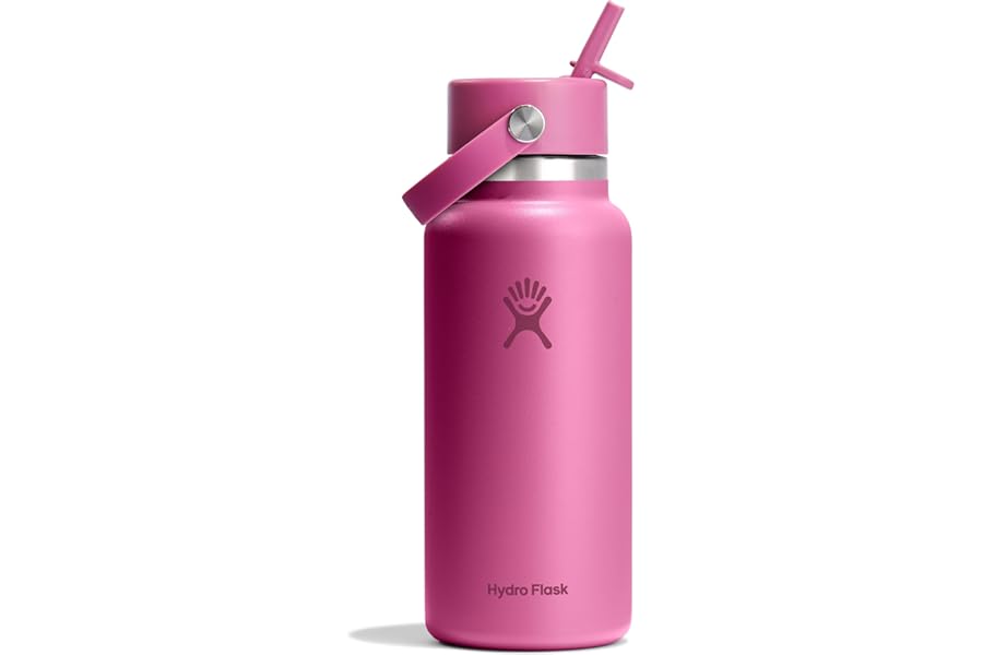 Hydro Flask Water Bottle - Insulated Stainless Steel - Wide Mouth Flex Straw Lid, Non Spill, Leakproof and Refillable in 32 O Book