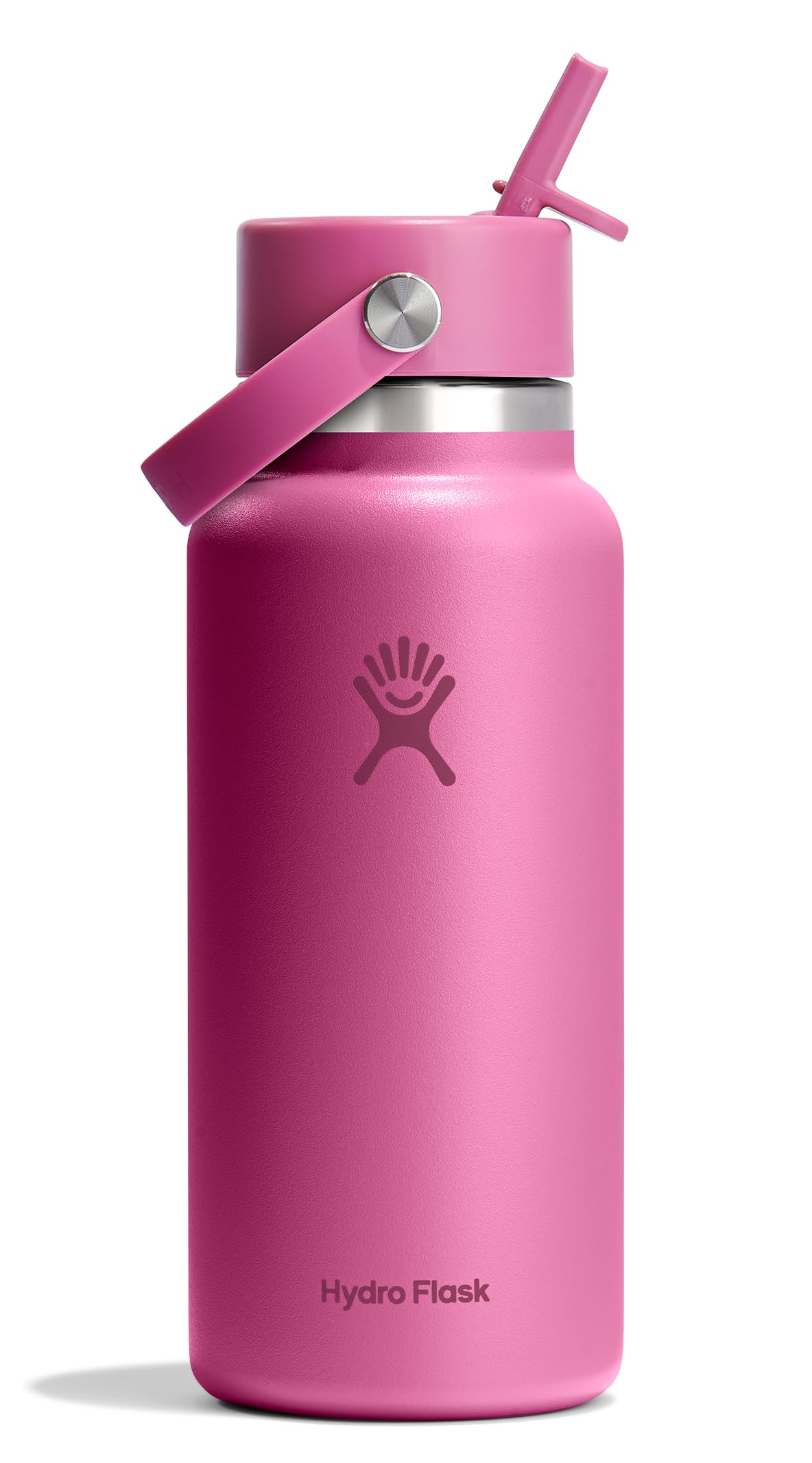 Photo 1 of Hydro Flask Water Bottle - Insulated Stainless Steel - Wide Mouth Flex Straw Lid, Non Spill, Leakproof and Refillable in 32 Oz Reef Pink
