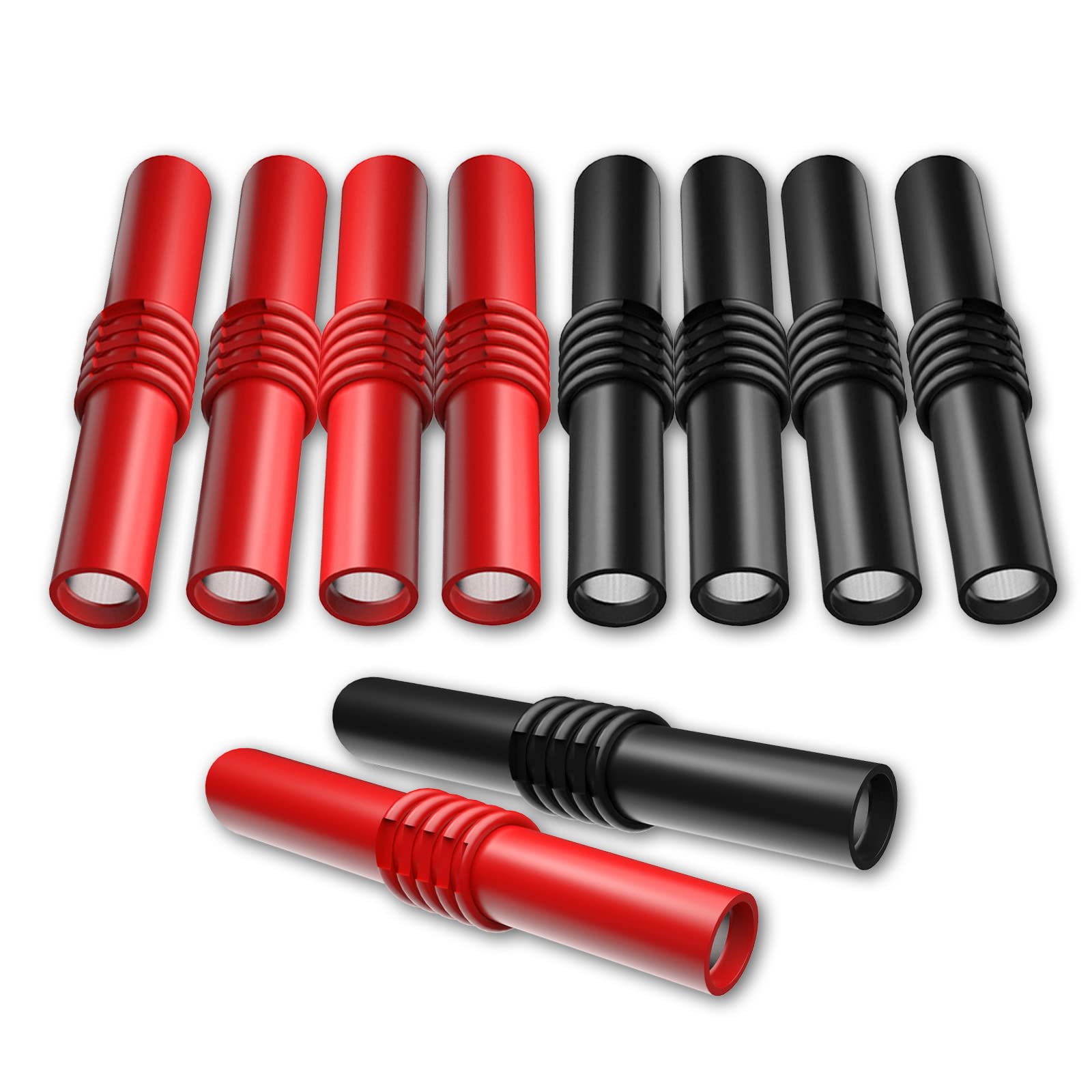 Cleqee 10PCS Insulated 4mm Banana Female to Female Jack Socket Connector Adapter Coupler for 4mm Banana Extension Electrical Testing