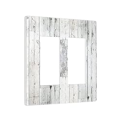 Grey White Wood 2 Gang Double Rocker/Decor Light