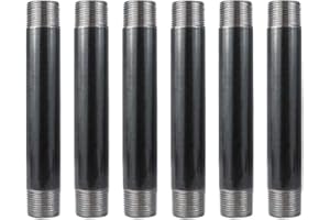 GeilSpace 1" × 8" Heavy Duty Pre-Cut Grey Metal Pipe, Industrial Steel Fits Standard One Inch Threaded Pipes and Fittings - Vintage DIY Industrial Furniture (1" x 8", Grey)