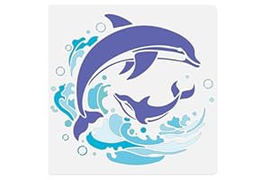 DOODLREAM Dolphin Wall Stencil Template 11.8 x 11.8 Inch Reusable Plastic Ocean Sea Creature Themed Stencil for Painting on Wood Wall Floor Fabric Glass DIY Home Decor