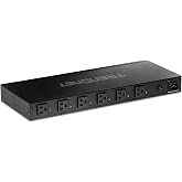 TRENDnet 6-Outlet Managed PDU,UL Certified, TPI-06 | Rackmount Power Distribution Unit,1 x NEMA 5-15R Bypass Power Outlet, 1 x Gigabit RJ-45 Port, Overload Protection