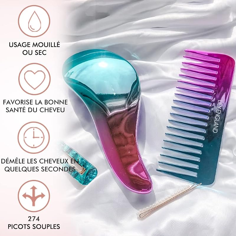 Brosse Cheveux Enfant, Duo Brosse Démêlante et Peigne Ombre — photo 4 sur 6
