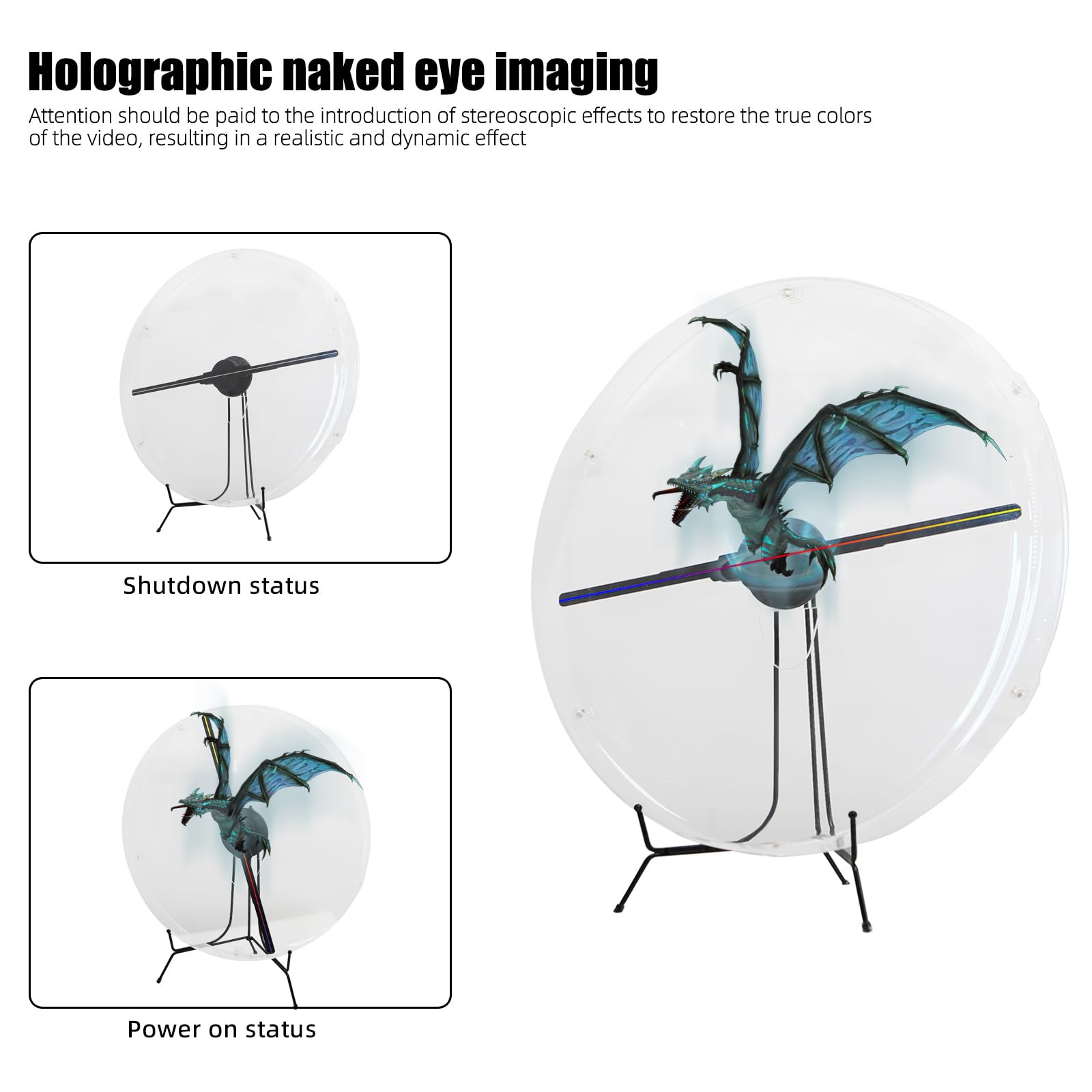 3D Hologram Fan with Cover, 3D Hologram Projector HD LED Advertising Display with Remote and Bluetooth and WiFi,1500 Video Library and for Business,Bar,Halloween (54CM Hologram Fan with Cover)