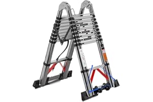 ZAIHW Telescopic Aluminum Ladder 30 FT, One-Button Retraction Extension, Collapsible With Spring Loaded Locking Mechanism for Roof Cleaning and Construction