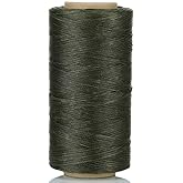 Selric [32 Colors Available] 150D 0.8mm 284Yards Flat Waxed Thread Hand Stitching Cord Leather Craft Tool Leather Stitching Sewing (Army Green)