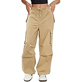 COPYLEAF Cargo Pants Women Low Waisted Parachute Pants with Pockets Loose Baggy Hiking Pants Y2K Clothes