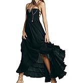 VERGOODR Women's Cotton Sexy Sleeveless Boho Beach Backless Long Bohemian Dress
