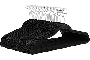 Amazon Basics Slim Velvet, Non-Slip Suit Clothes Hangers, Pack of 30, Black
