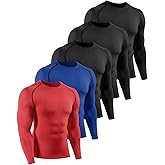 Mexholin 5/6 Pack Men's Compression Shirts Long Sleeve Athletic Workout Shirt Sports Base Layer Undershirt Quick Dry