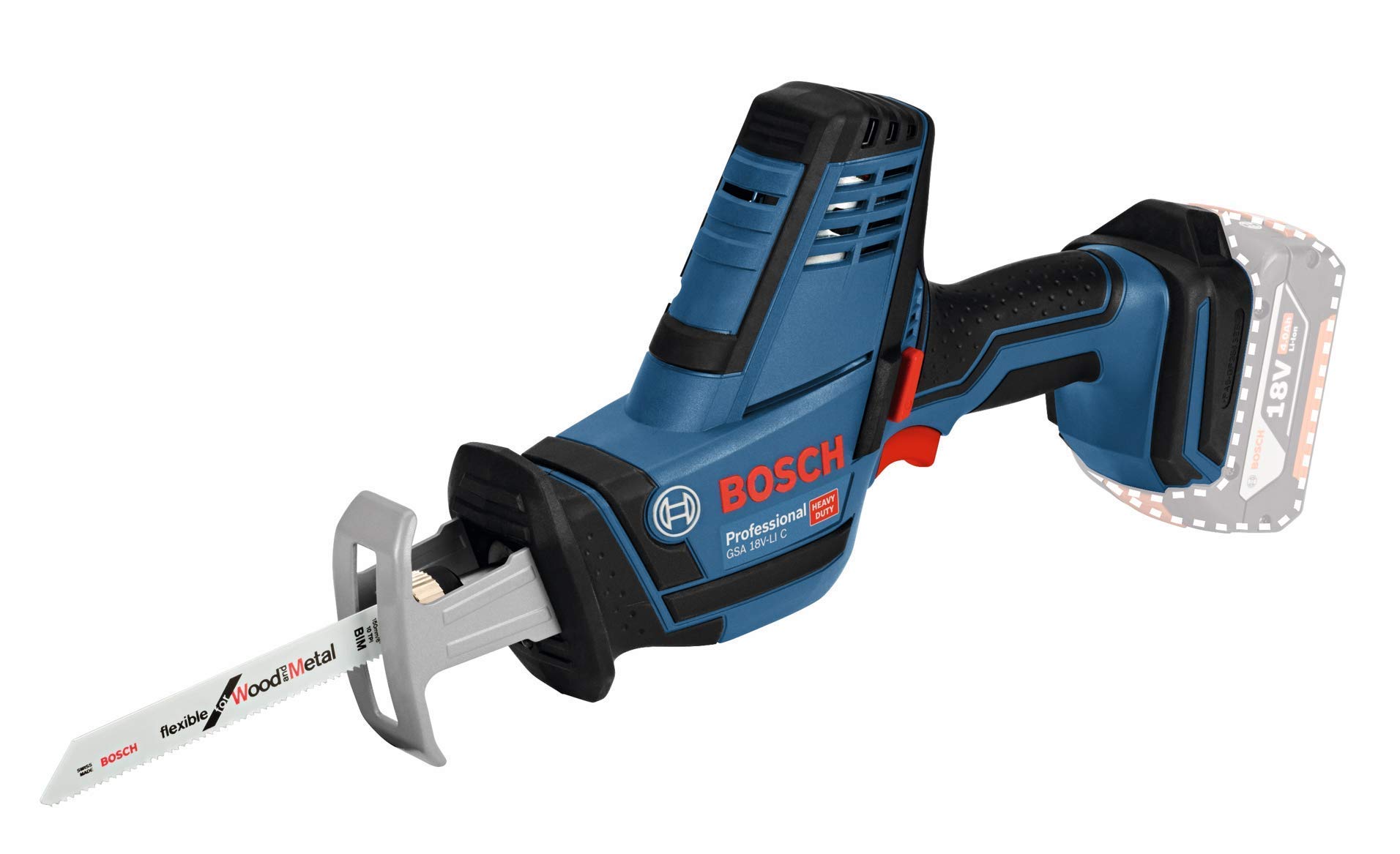 Bosch Professional 18V System Akku Säbelsäge GSA 18 V-LI C (Compact Version, inkl. 3x Säbelsägeblatt, ohne Akku/Ladegerät, L-BOXX) 3