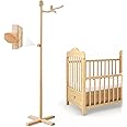 Floor Standing Crib Mobile Arm 57.8 Inch Wooden Baby Mobile Arm for Crib Movable Baby Mobile Hanger with Hook Anti-Dumping Baby Mobile Holder Floor Stand Nursery Decor