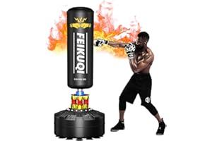 Standing Punching Bag for Adults, Feikuqi 205lbs Heavy Bag for Boxing, Shock Absorber, Suction Cup Base, Stand Up Punching Bag Adult, Standing Kickboxing Bag for Home Office Gym
