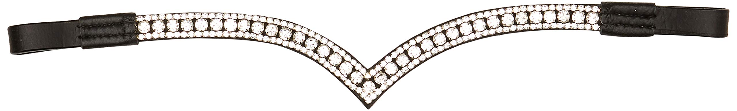 Cwell Equine Bling V 3 Rows Sparkly Clear crystals Browband Black F/C/P (PONY 14")