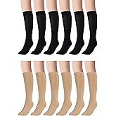 Giegxin 12 Pairs Ice Skating Socks Roller Skating Socks High Tight Knee Nylon Universal Fit Figure Skate Dance Sock for Girls Kids