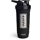 Smartshake Rockband Reforce Stainless Steel Protein Shaker Bottle - Non Insulated Gym Bottle | Metal Shaker Bottles - 900 ml | 30 oz - Leakproof Screw-on Lid - BPA Free | Oasis Logo on Bottle