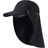 BASSDASH UPF 50+ Foldable Fishing Hat Baseball Cap with Removable Neck Flap Portable for Men Women Golf Hiking