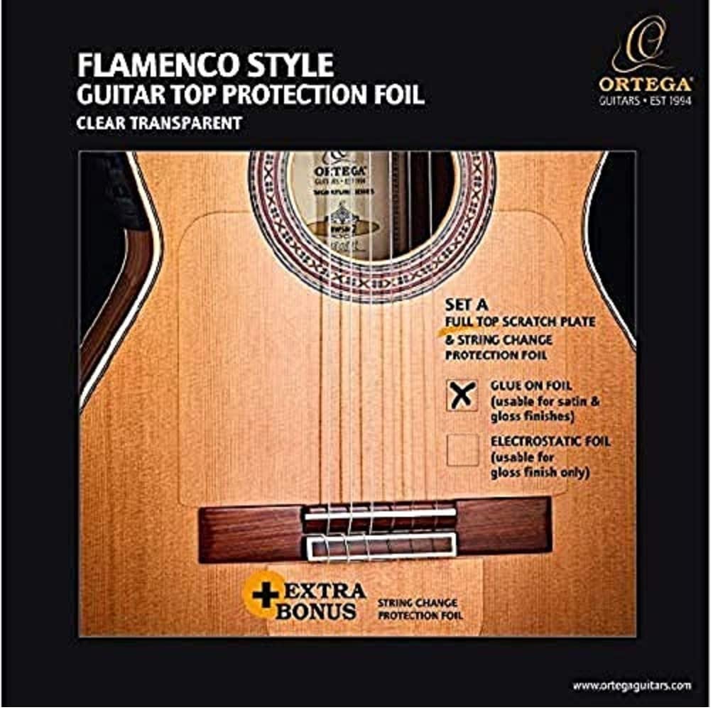 Ortega Guitars Self-Gluing Top Foil – Protection Foil for Acoustic Guitar with Satin or Gloss Finish, Permanent Installation – Foil, Transparent (OPG-FLAM1)