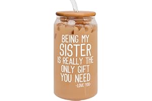 GINGULMINA Gifts for Sister - Sister Gifts from Sister, Brother - Birthday Gifts for Sister, Sister Birthday Gifts from Sister - Funny Gifts for Sister - Mothers Day Gifts for Sister - 16oz Can Glass