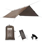 DD Hammocks - DD Tarp 3x3 - Coyote Brown (10ft x 10ft) - 100% Waterproof - Lightweight &amp; Multifunctional Rainfly Tarp Tent Shelter for Camping &amp; Travel Adventure