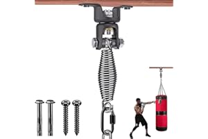 BeneLabel Heavy Bag Ceiling Mount with Spring & Chains 360° Rotation Punching Bag Ceiling Hanger with Bearings Boxing Bags Holder Hardware with 2 Wood Screws and 2 Expansion Screws
