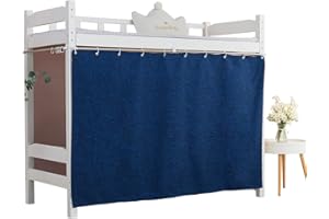 Teanea Solid Bottom Bunk Bed Blackout Curtains Privacy Cloth Single Size Twin Size for Men Women Collage Students, Navy