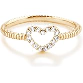 Precious Pieces Heart Ring, 925 Sterling Silver or 14K Gold-Plated | Available in rope band or pink CZ styles for toddlers, little girls, teens &amp; women. Stackable or pinky ring.
