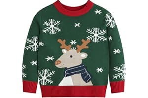 ILAVSUN Girls Ugly Christmas Sweater Kids Boys Knitted Snowman Reindeer Xmas Holiday Pullover Sweater 2-9 Years Old