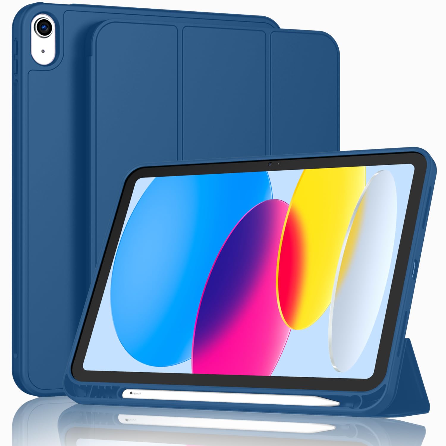 Photo 1 of ToaPoia Case for iPad (A16) 11 Inch 2025/iPad 10th Generation 10.9 Inch 2022, Slim Trifold Stand Protective Cover with Pencil Holder and Soft TPU Back,Support Auto Sleep/Wake (Navy Blue)