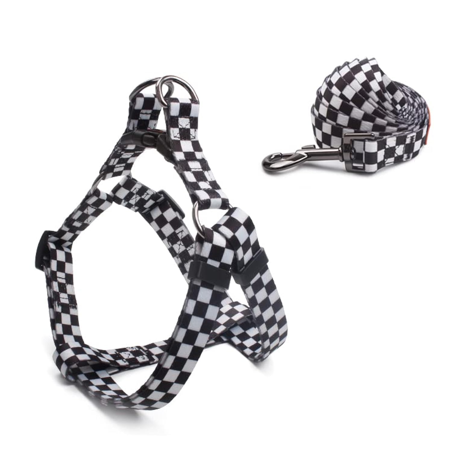 Cosyhome London Dog Harness Leash Set, Breathable,Adjustable,Dog Lead and Harness No Pull Small Medium Large dog(black and white grids, M)