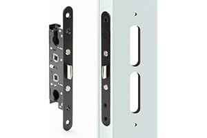 REIGAHOOD 2 Point Bolt Mortise Lock Replacement Fits for Pella Storm Doors ONLY, 2-1/2" Handle PZ, 7/8" Backset, 7-1/4" Faceplate Screw Hole Centers, Bolts Spaced at 2-1/2", Non-Handed, Black