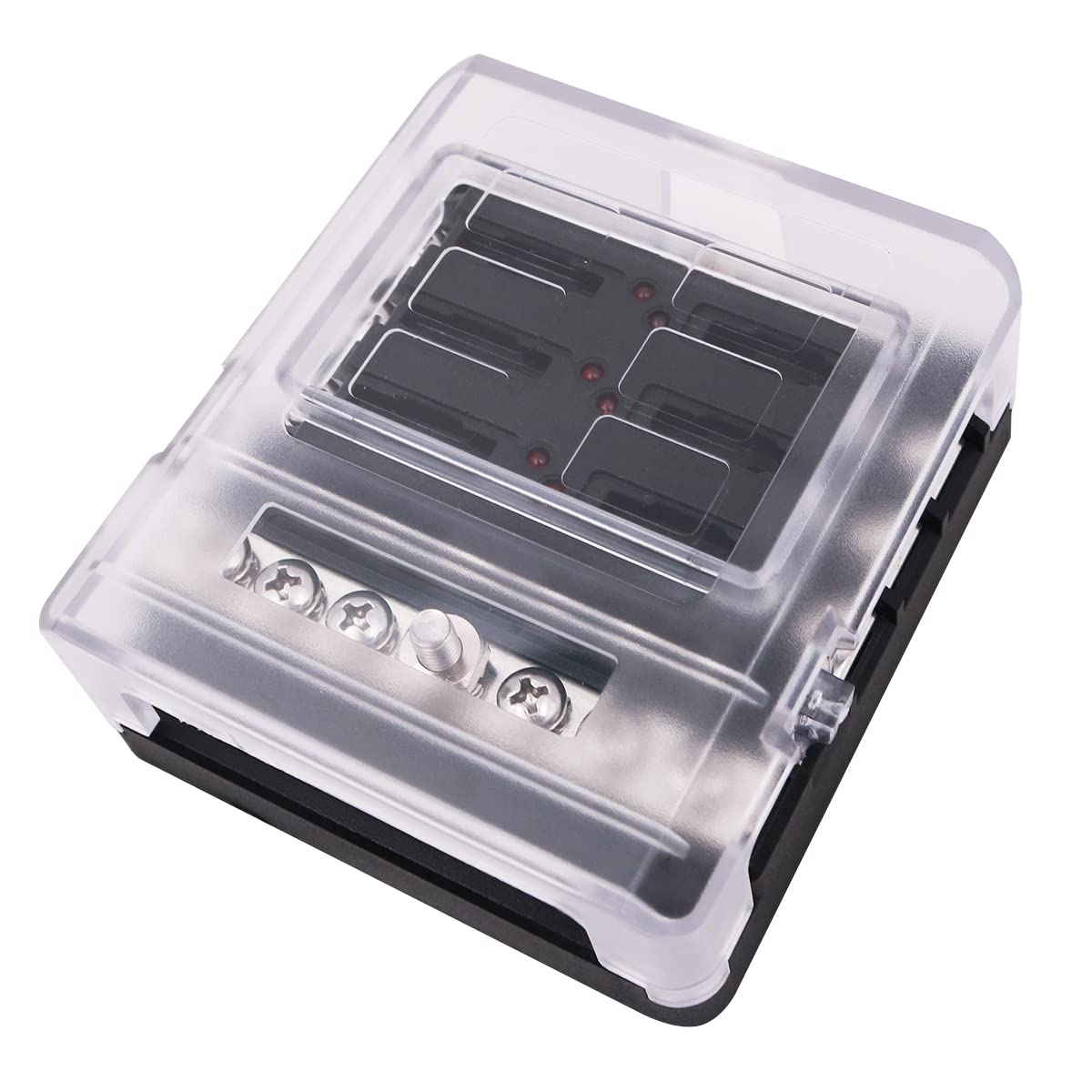 Tiardey 6 Way Fuse Box 12v Blade Fuse Block with LED Indicator, 6 Circuits Fuse Box Holder with W/Negative Bus for Automotive Car Boat Marine SUV RV Van