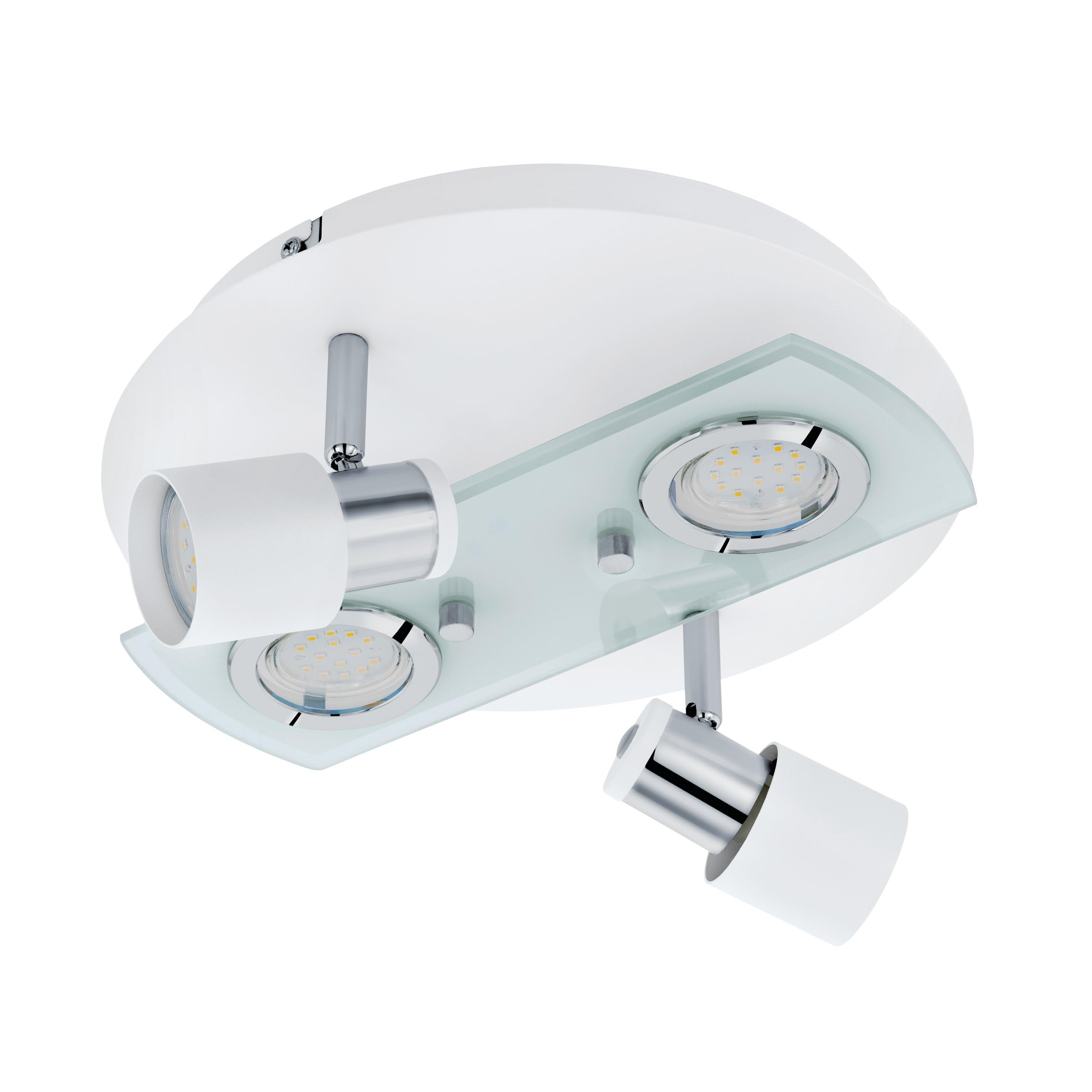 Eglo LED Ceiling Lamp Pawedo 1, Ceiling Light, Steel in White, Chrome, Glass in White, Clear GU10 Socket