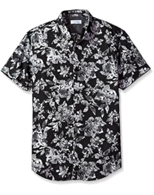 Calvin Klein Men's Short Sleeve Floral Button Down Shirt