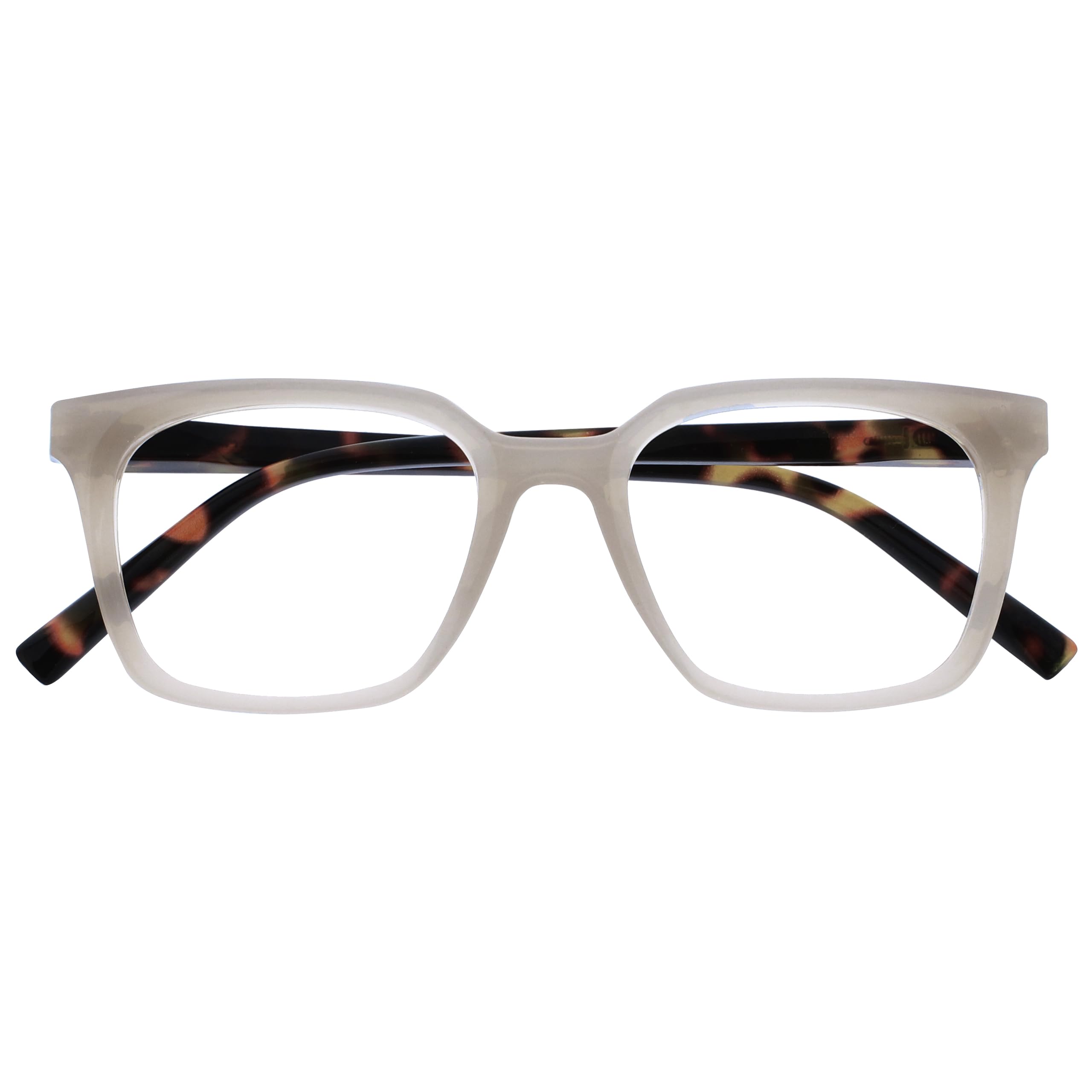 OPULIZE KOI Reading Glasses - Large Rectangular Frame - Grey - Mens Womens - Spring Hinges - R50-7 - +3.50