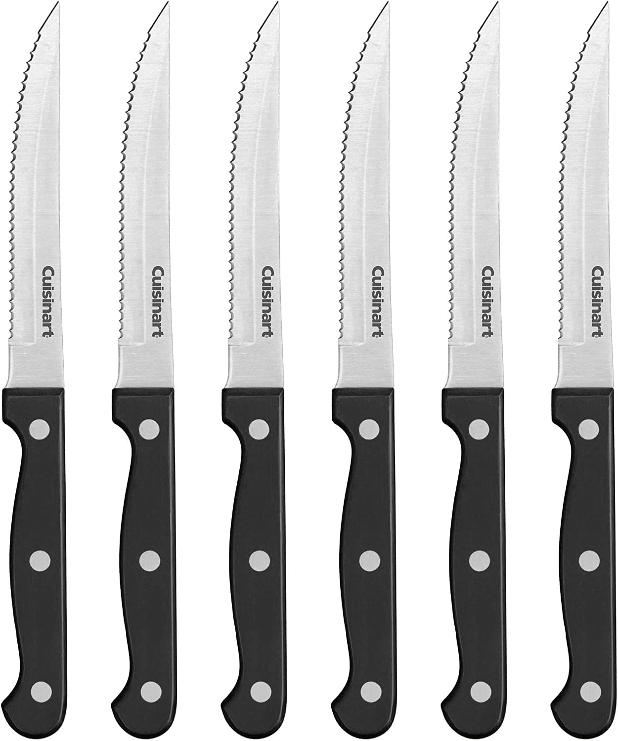 Photo 1 of Cuisinart Knife Set, 6pc Steak Knife Set with Steel Blades for Precise Cutting, Lightweight, Stainless Steel & Durable, C77TR-6PSK, Black