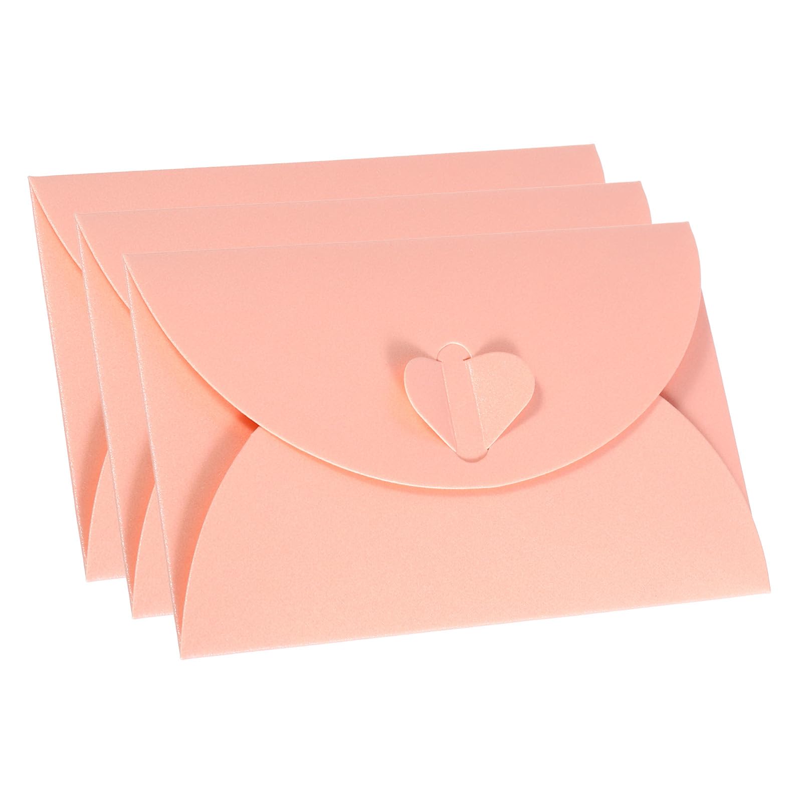 PATIKIL Gift Card Envelopes, 36 Pack Heart Shaped Clasp Small Gift Cards Holder Mini Envelope for Birthdays Weddings, Pink
