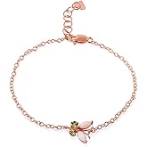Galaxy Gold GG 0.6 Carat 14k Solid Rose Gold Butterfly Bracelet Opal Peridot