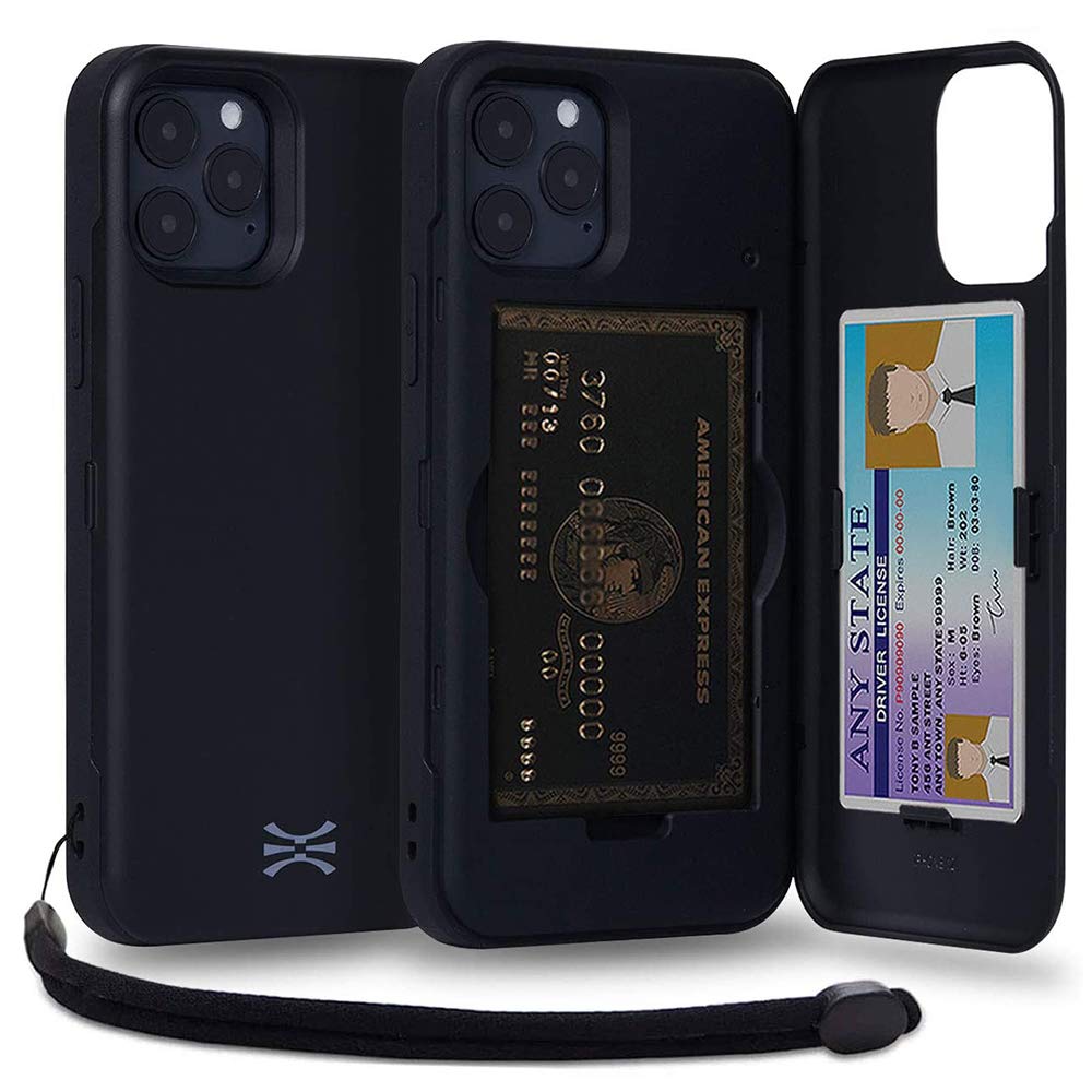 TORU CX PRO for iPhone 12 Pro/iPhone 12 Case Wallet | Protective Shockproof Heavy Duty Cover with Hidden Card Holder & Card Slot | Mirror & Wrist Strap Included - Black — image 1