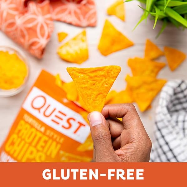 QUEST NUTRITION NACHO CHEESE TORTILLA STYLE PROTEIN CHIPS, 18G PROTEIN, 4G NET CARB, LOW CARB, GLUTEN FREE, 1.1 OZ (PACK OF 12)