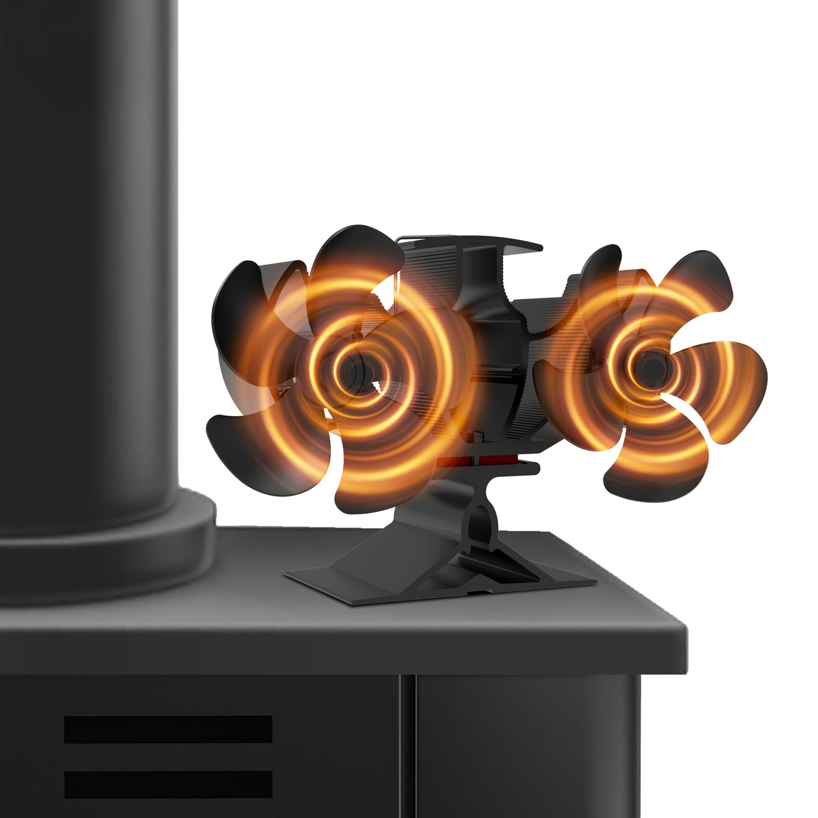 MERTTURM Log Burner Fan, Dual-Motor Stove Fan Silent Operation, 10-Blades Heat Powered Firepalce Woodburner Fans for Wood/Log Burner/Fireplace Accessories Tool to Increase Heat Distribution Efficiency