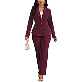 Kafiloe Women Suits 2 Piece Set Long Sleeve Blazer Pants Suit Dressy Business Casual Work Outfits Office