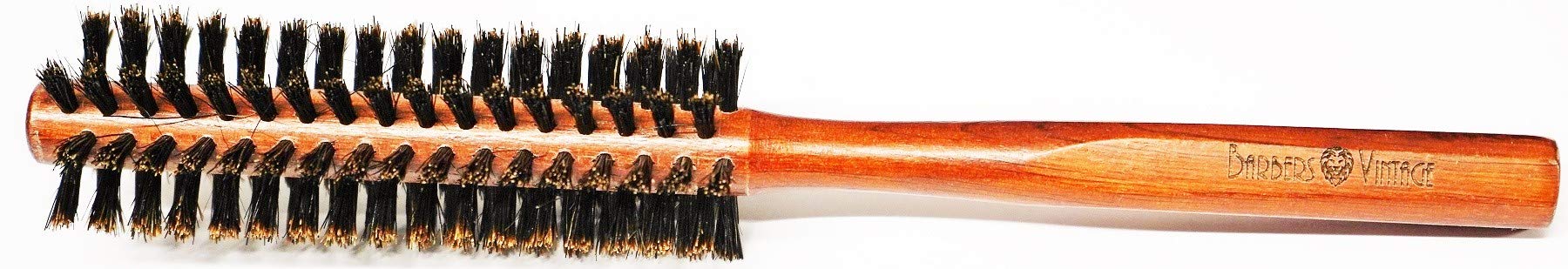 Barbers Vintage Quiff Roller Professional Boar Bristle Mens Small Round Styling Brush Brown