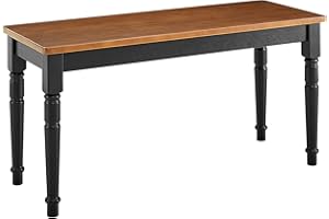 MUSEHOMEINC Two Tone Farmhouse Style Solid Wood Bench, Black/Espresso