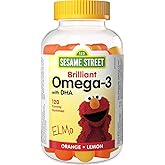 Sesame Street Brilliant Omega-3 Kids Gummy with DHA by Webber Naturals, 120 Gummies, For Children Age 3 and Up