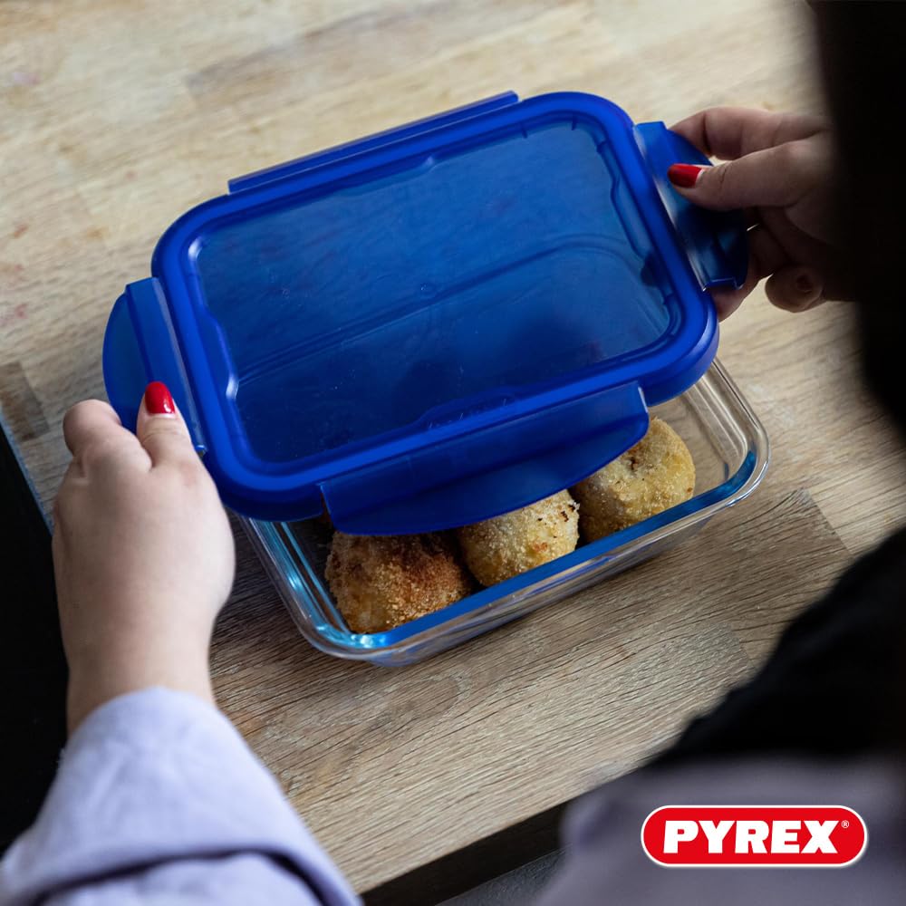 Pyrex Cook & Go Lunchbox-Set, rechteckig, 0,8 l, Borosilikatglas, Backofen, Mikrowelle und Spülmaschine, 5 Stück 7