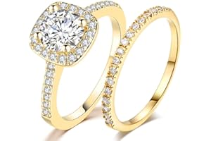 Jude Jewelers 1.5 Carat Immitation Cubic Zircon Stone Wedding Engagement Eternity Bridal Ring Set