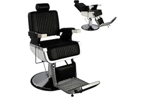 Hicomony Barber Chairs for Barbershop,Professional Hydraulic Salon Chair for Hair Stylist,Heavy Duty Vintage Reclining All Purpose Beauty Tattoo Equipment, Black