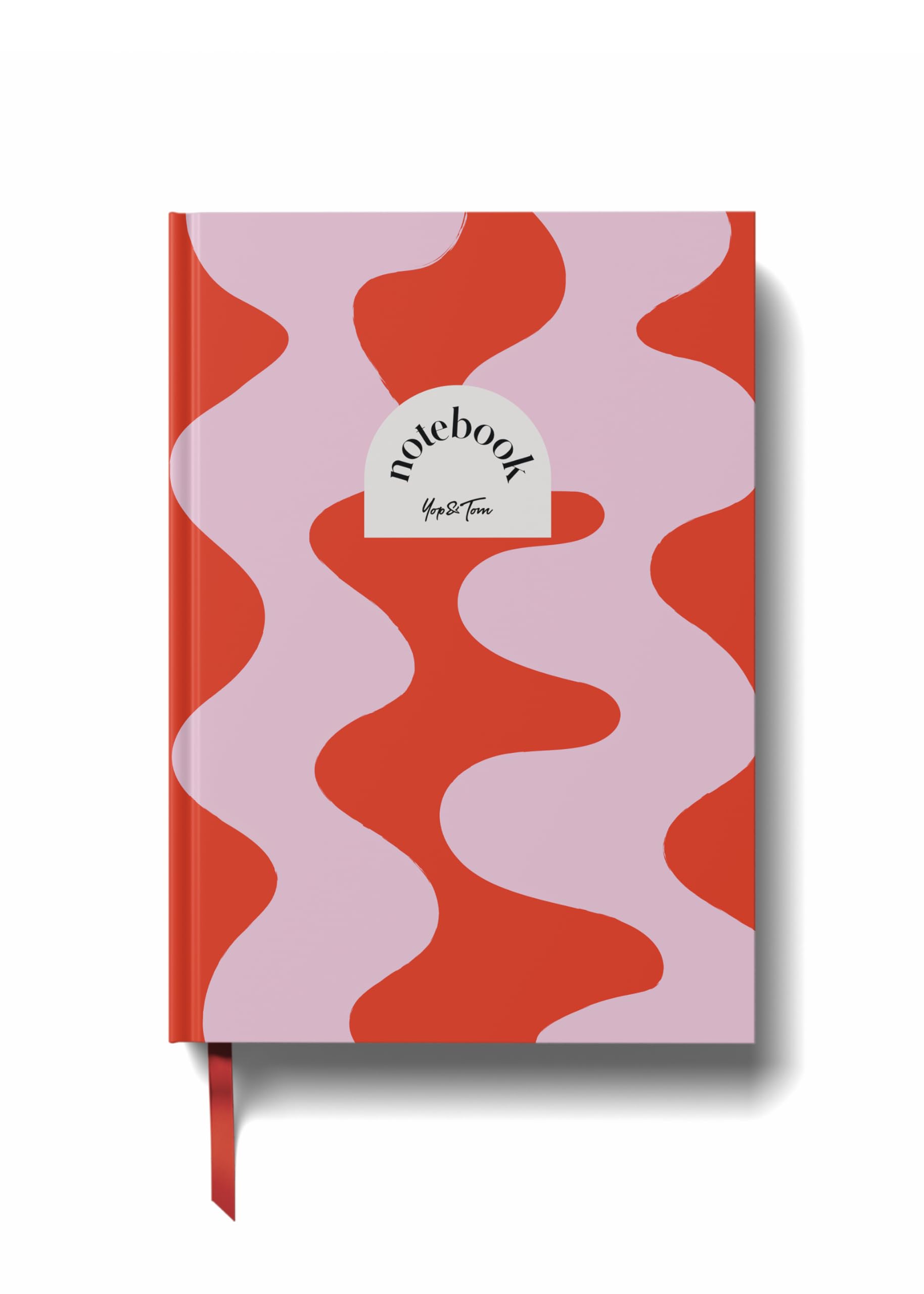 Yop & Tom Lined Notebook (A5) - Red Ripple - Hardback Journal - Medium Ruled